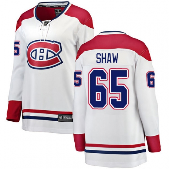 Women's Montreal Canadiens #65 Andrew Shaw Authentic White Away Fanatics Branded Breakaway NHL Jersey