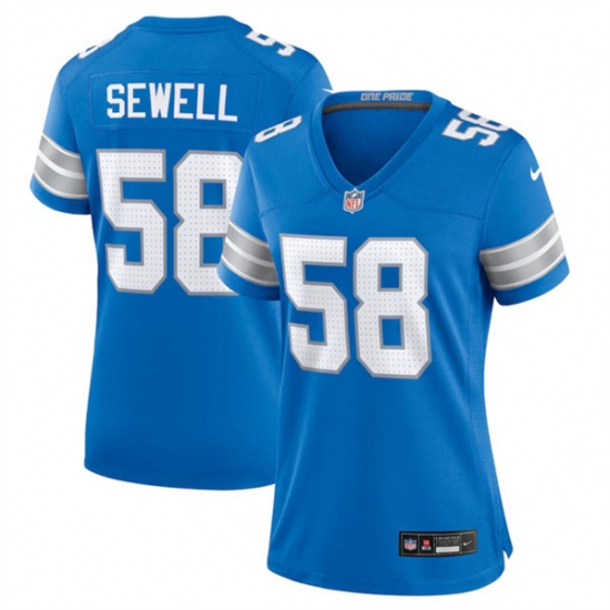 Women's Detroit Lions #58 Penei Sewell Blue Stitched Jersey(Run Smaller) - Ujersey