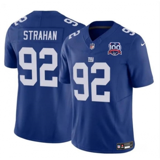 Men's New York Giants #92 Michael Strahan Blue 2024 F.U.S.E. 100TH Season Vapor Untouchable Limited Stitched Jersey - Ujersey