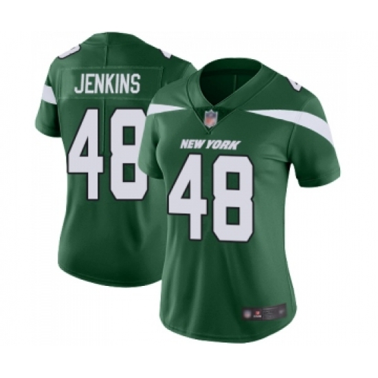 Women's New York Jets #48 Jordan Jenkins Green Team Color Vapor Untouchable Limited Player Football Jersey - Ujersey