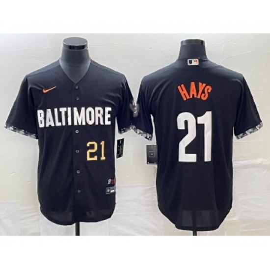 Men's Baltimore Orioles #21 Austin Hays Number Black 2023 City Connect Cool Base Stitched Jersey - Ujersey