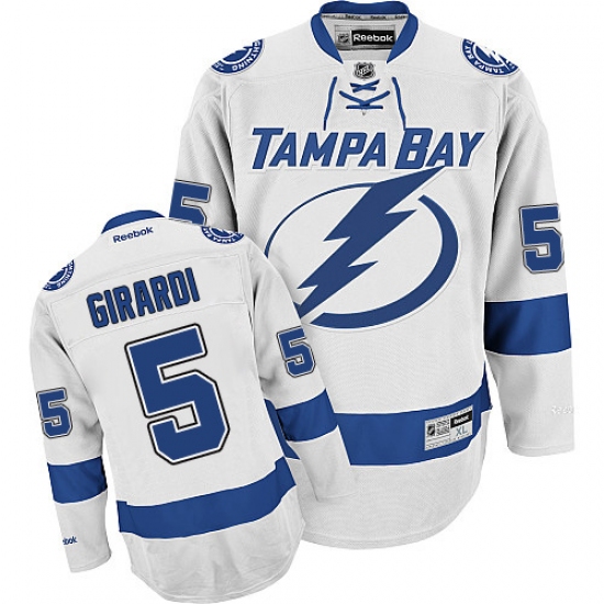 Men's Reebok Tampa Bay Lightning #5 Dan Girardi Authentic White Away NHL Jersey - Ujersey