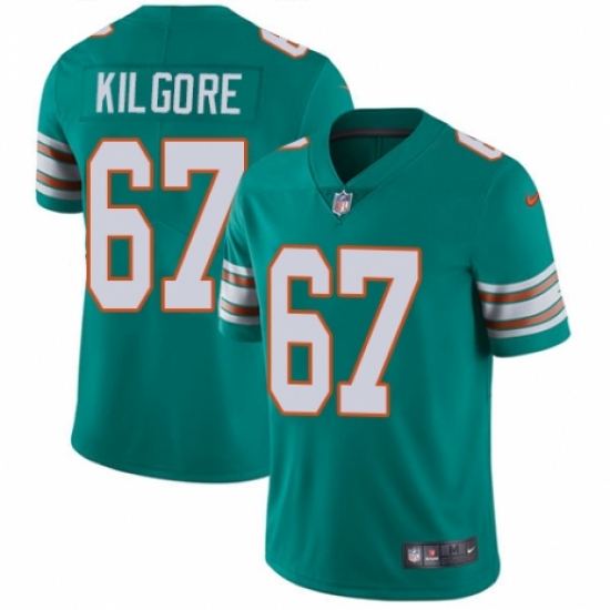 Youth Nike Miami Dolphins #67 Daniel Kilgore Aqua Green Alternate Vapor Untouchable Elite Player NFL Jersey - Ujersey