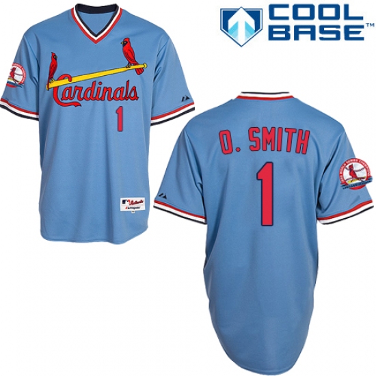 Men's Majestic St. Louis Cardinals #1 Ozzie Smith Authentic Blue 1982 Turn Back The Clock MLB Jersey - Ujersey