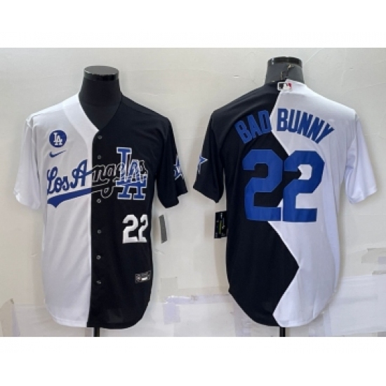 Men's Los Angeles Dodgers #22 Bad Bunny White Black Number 2022 Celebrity Softball Game Cool Base Jerseys - Ujersey