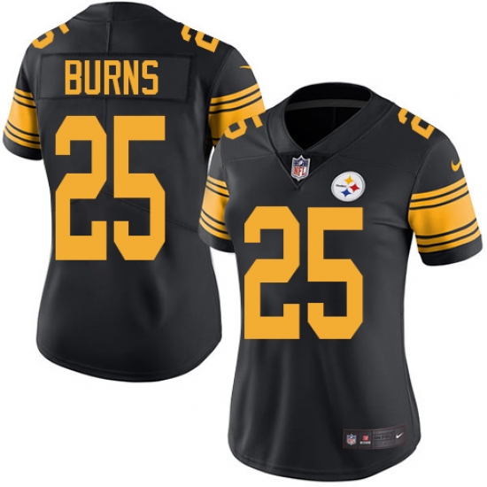 Women's Nike Pittsburgh Steelers #25 Artie Burns Limited Black Rush Vapor Untouchable NFL Jersey - Ujersey