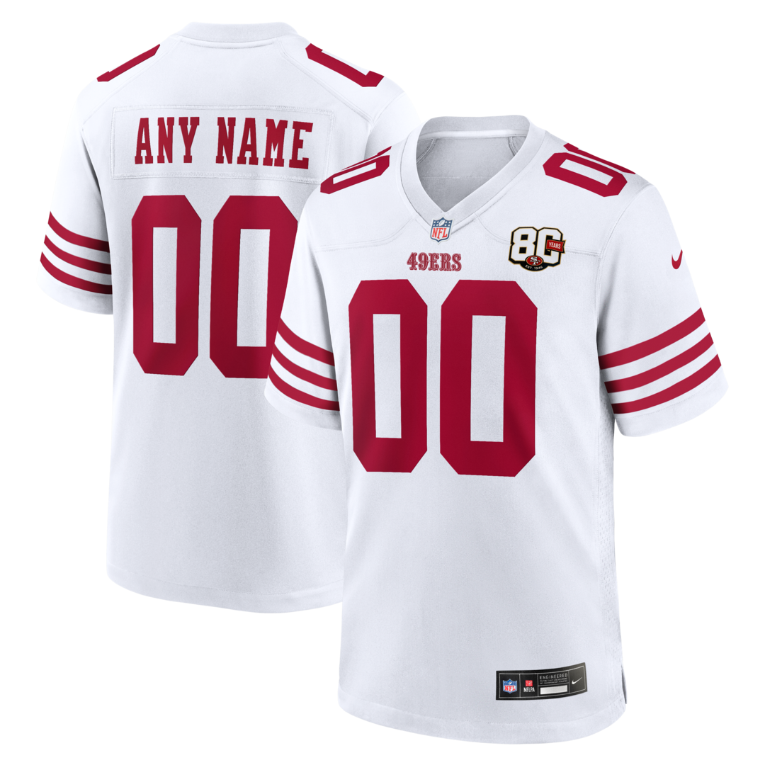 Men's San Francisco 49ers Nike White 80th Anniversary Custom Game Jersey - Ujersey