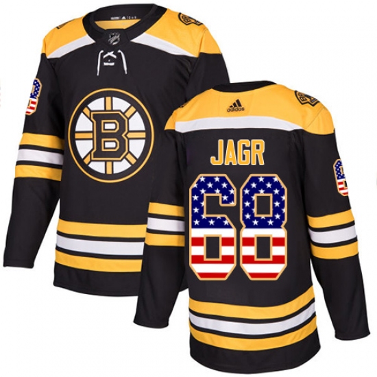 Youth Adidas Boston Bruins #68 Jaromir Jagr Authentic Black USA Flag Fashion NHL Jersey - Ujersey