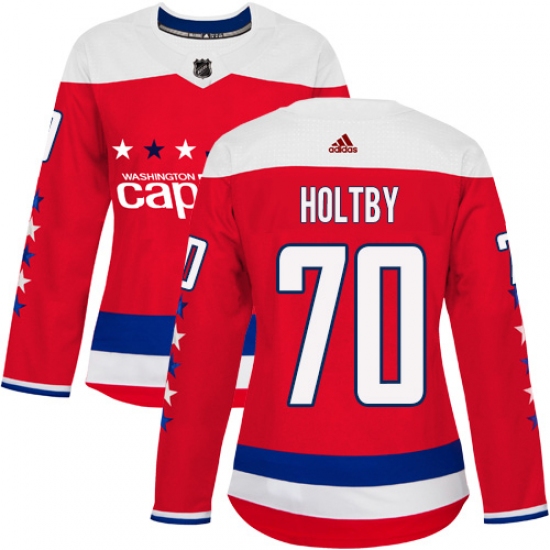 Women's Adidas Washington Capitals #70 Braden Holtby Authentic Red Alternate NHL Jersey - Ujersey