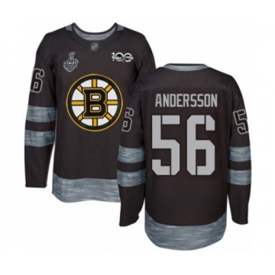 Men's Boston Bruins #56 Axel Andersson Authentic Black 1917-2017 100th Anniversary 2019 Stanley Cup Final Bound Hockey Jersey - Ujersey