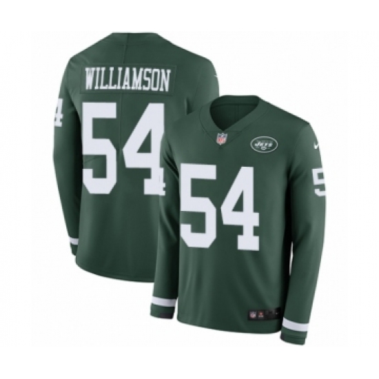 Youth Nike New York Jets #54 Avery Williamson Limited Green Therma Long Sleeve NFL Jersey - Ujersey