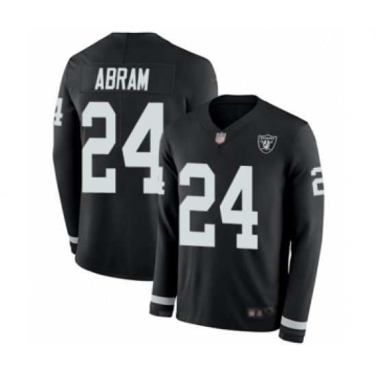Youth Oakland Raiders #24 Johnathan Abram Limited Black Therma Long Sleeve Football Jersey
