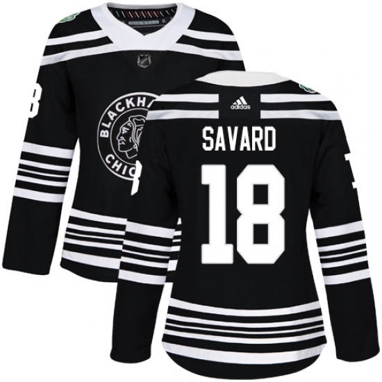 Women's Adidas Chicago Blackhawks #18 Denis Savard Authentic Black 2019 Winter Classic NHL Jersey - Ujersey