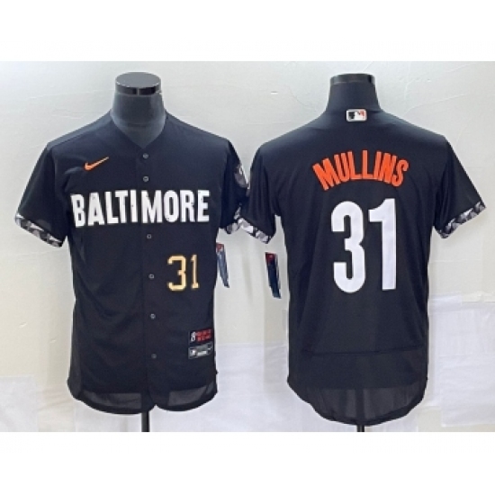 Men's Baltimore Orioles #31 Cedric Mullins Number Black 2023 City Connect Flex Base Stitched Jersey 2 - Ujersey
