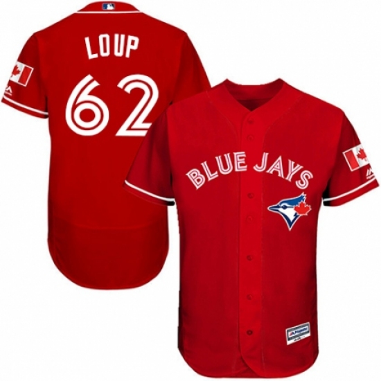 Men's Majestic Toronto Blue Jays #62 Aaron Loup Scarlet Alternate Flex Base Authentic Collection Alternate MLB Jersey - Ujersey