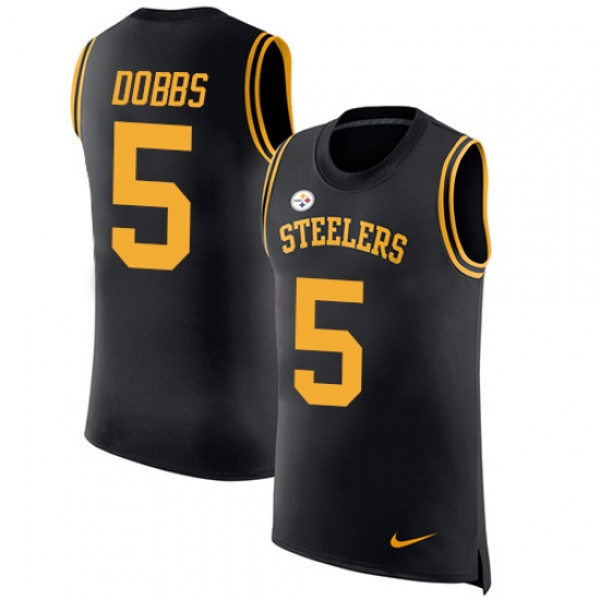 Men's Nike Pittsburgh Steelers #5 Joshua Dobbs Black Rush Player Name & Number Tank Top NFL Jersey - Ujersey