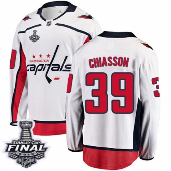 Youth Washington Capitals #39 Alex Chiasson Fanatics Branded White Away Breakaway 2018 Stanley Cup Final NHL Jersey - Ujersey