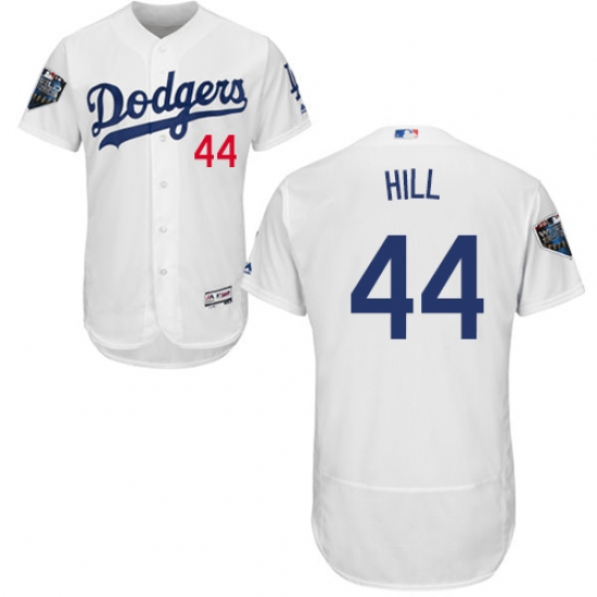 Men's Majestic Los Angeles Dodgers #44 Rich Hill White Home Flex Base Authentic Collection 2018 World Series MLB Jersey - Ujersey