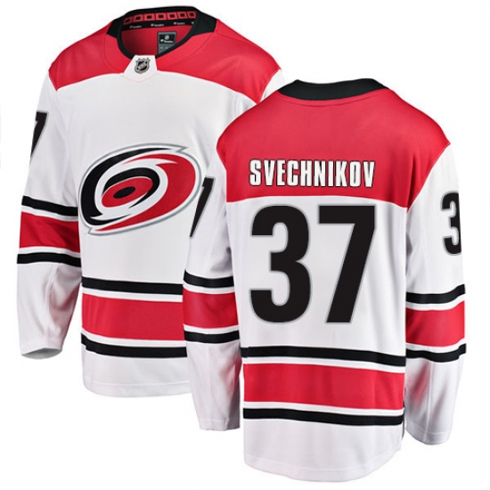 Men's Carolina Hurricanes #37 Andrei Svechnikov Authentic White Away Fanatics Branded Breakaway NHL Jersey - Ujersey