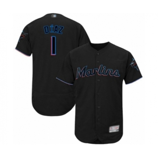 Men's Miami Marlins #1 Isan Diaz Black Alternate Flex Base Authentic Collection Baseball Player Jersey - Ujersey