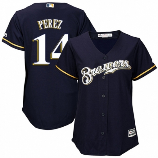 Women's Majestic Milwaukee Brewers #14 Hernan Perez Replica White Alternate Cool Base MLB Jersey - Ujersey
