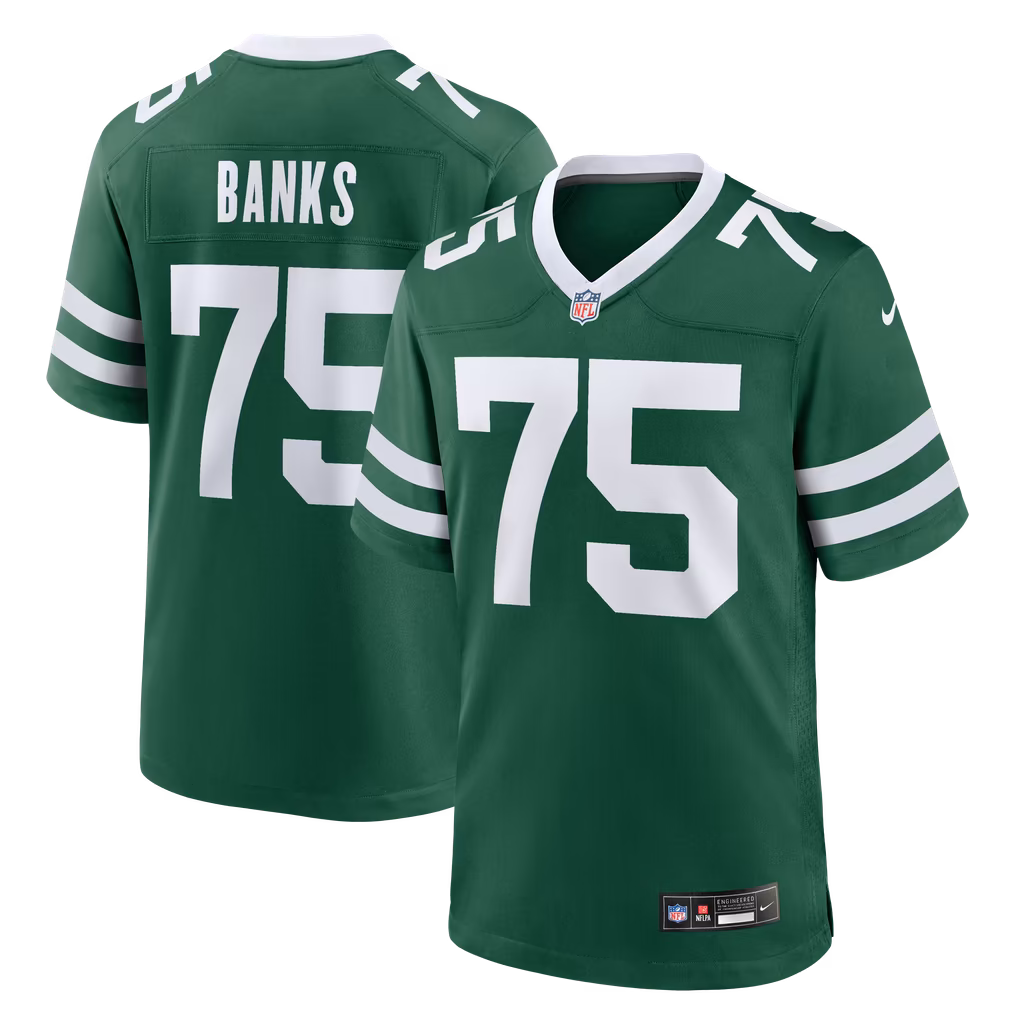 Men's New York Jets Brant Banks Nike Legacy Green Team Game Jersey - Ujersey
