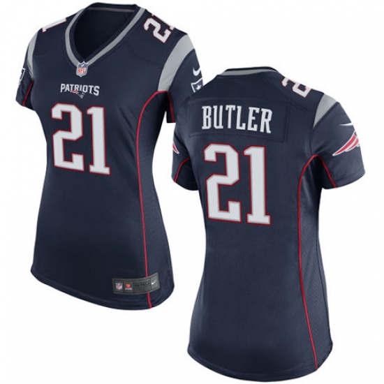 Women's Nike New England Patriots #21 Malcolm Butler Game Navy Blue Team Color NFL Jersey - Ujersey