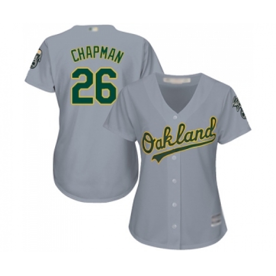 Women's Oakland Athletics #26 Matt Chapman Replica Grey Road Cool Base Baseball Jersey