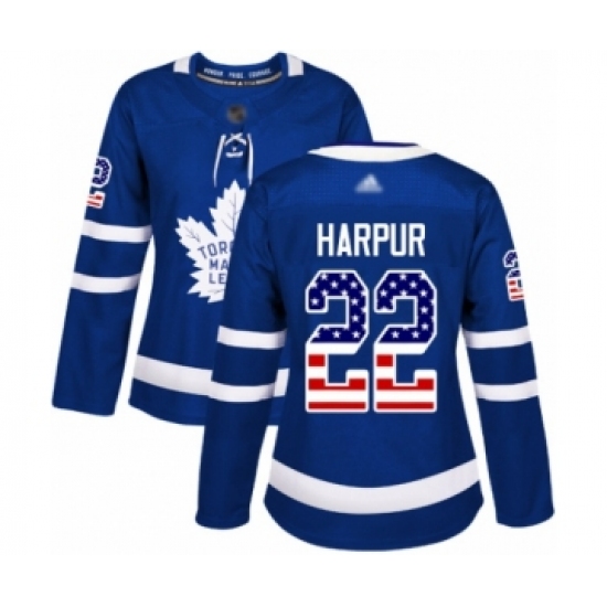Women's Toronto Maple Leafs #22 Ben Harpur Authentic Royal Blue USA Flag Fashion Hockey Jersey - Ujersey
