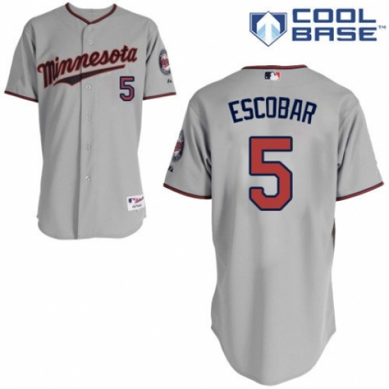 Men's Majestic Minnesota Twins #5 Eduardo Escobar Authentic Grey Road Cool Base MLB Jersey - Ujersey
