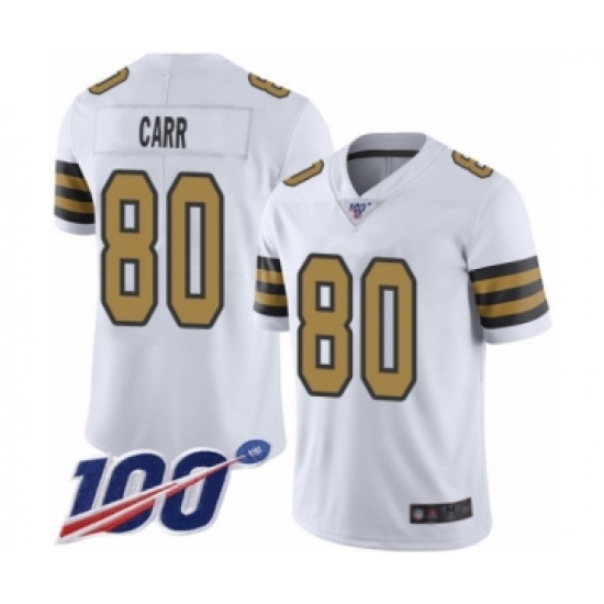Men's New Orleans Saints #80 Austin Carr Limited White Rush Vapor Untouchable 100th Season Football Jersey - Ujersey