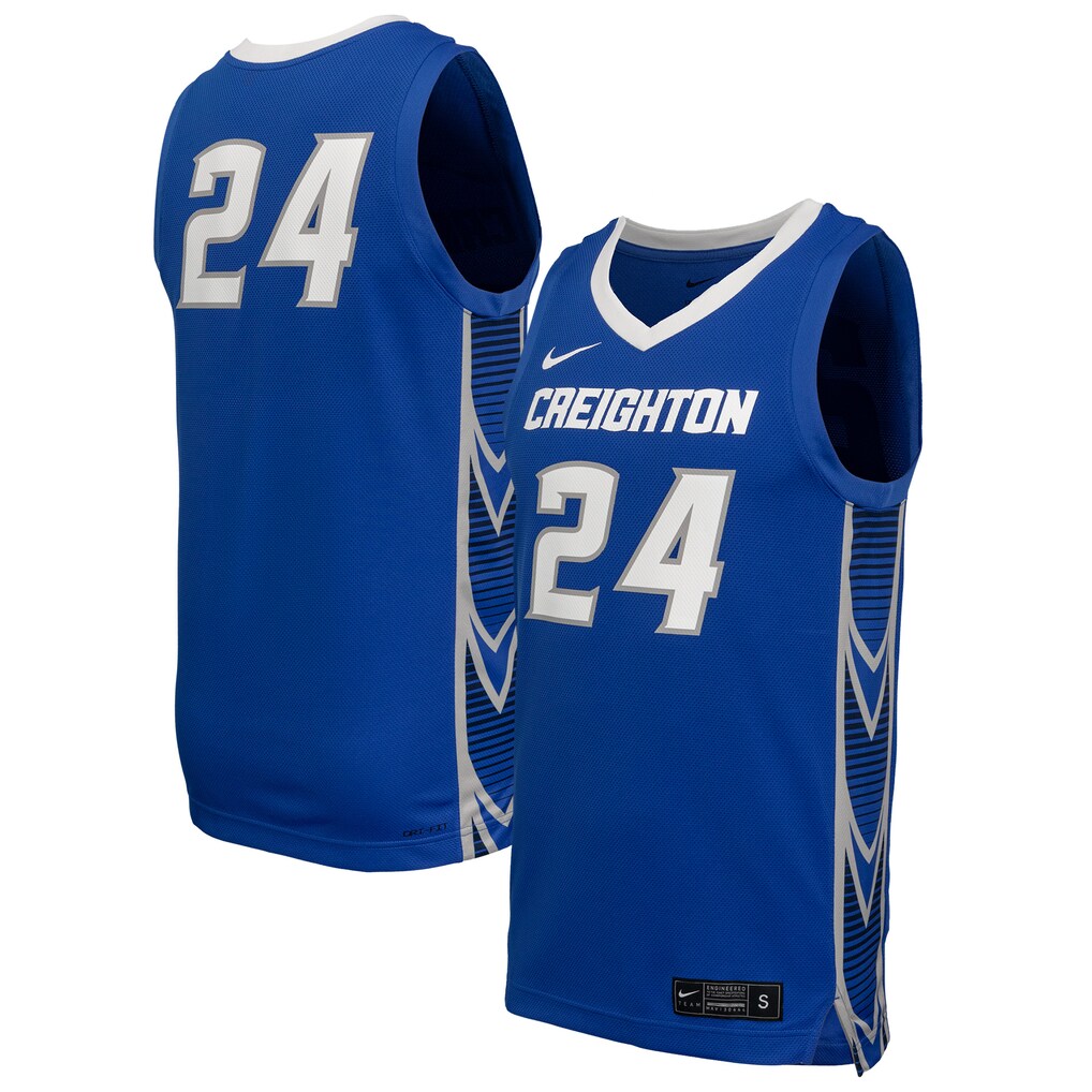 Men's Nike #24 Royal Creighton Bluejays Replica Basketball Jersey - U-jersey