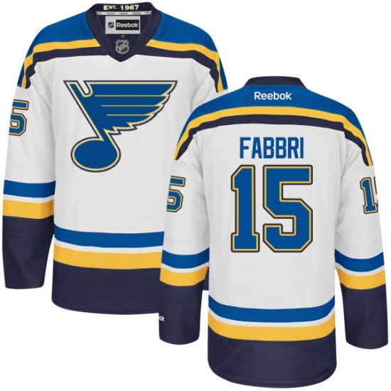 Men's Reebok St. Louis Blues #15 Robby Fabbri Authentic White Away NHL Jersey - Ujersey