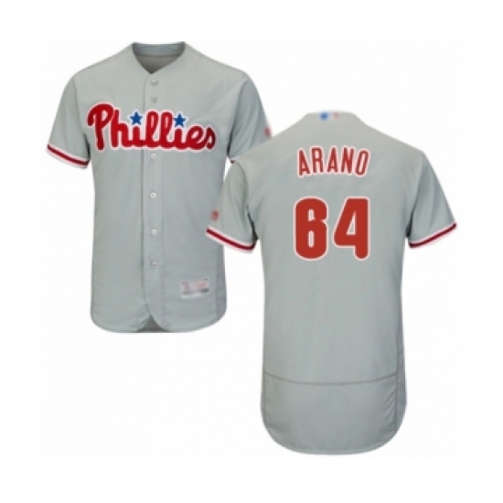 Men's Philadelphia Phillies #64 Victor Arano Grey Road Flex Base Authentic Collection Baseball Player Jersey - Ujersey