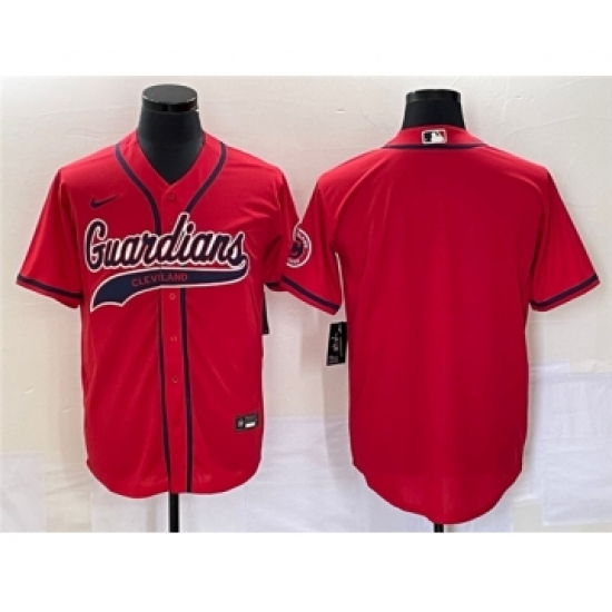 Men's Cleveland Guardians Blank Red Cool Base Stitched Baseball Jersey - Ujersey