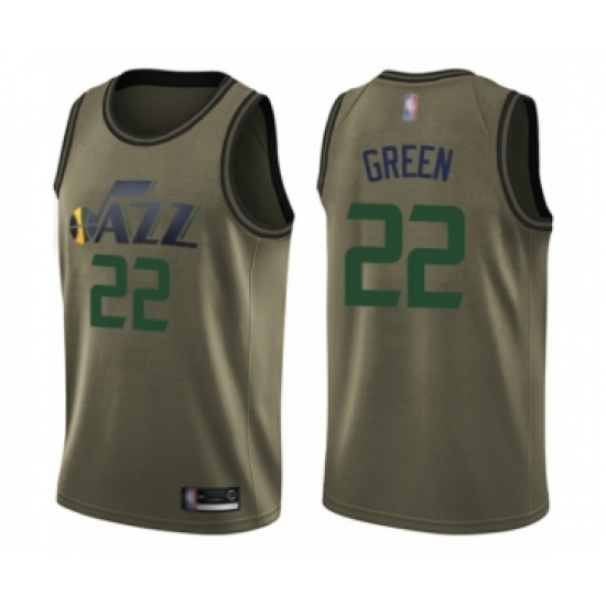 Men's Utah Jazz #22 Jeff Green Swingman Green Salute to Service Basketball Jersey - Ujersey