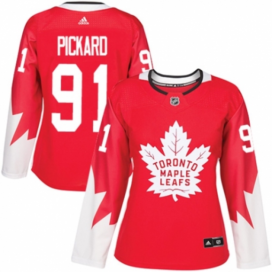 Women's Adidas Toronto Maple Leafs #91 John Tavares Authentic Red Alternate NHL Jersey - Ujersey