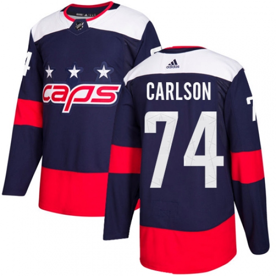 Youth Adidas Washington Capitals #74 John Carlson Authentic Navy Blue 2018 Stadium Series NHL Jersey - Ujersey