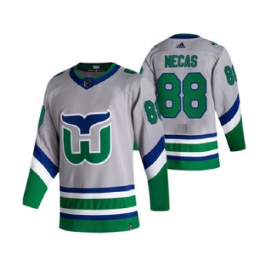 Men's Carolina Hurricanes #88 Martin Necas Grey 2020-21 Reverse Retro Alternate Hockey Jersey - Ujersey