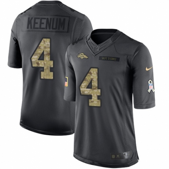 Men's Nike Denver Broncos #4 Case Keenum Limited Black 2016 Salute to Service NFL Jersey - Ujersey