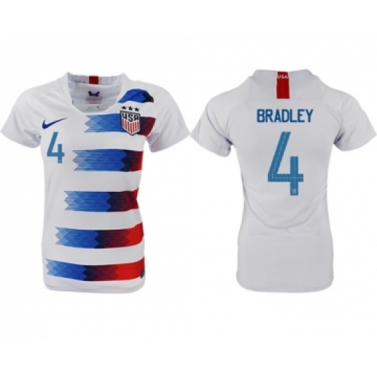 Women's USA #4 Bradley Home Soccer Country Jersey
