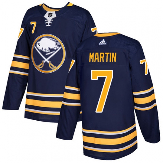 Men's Adidas Buffalo Sabres #7 Rick Martin Premier Navy Blue Home NHL Jersey - Ujersey