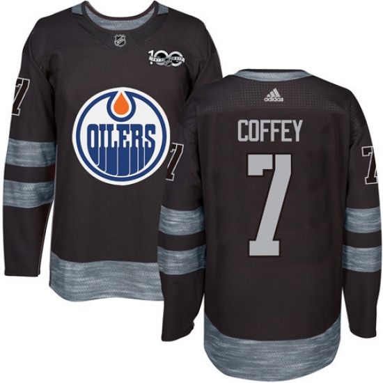 Men's Adidas Edmonton Oilers #7 Paul Coffey Authentic Black 1917-2017 100th Anniversary NHL Jersey