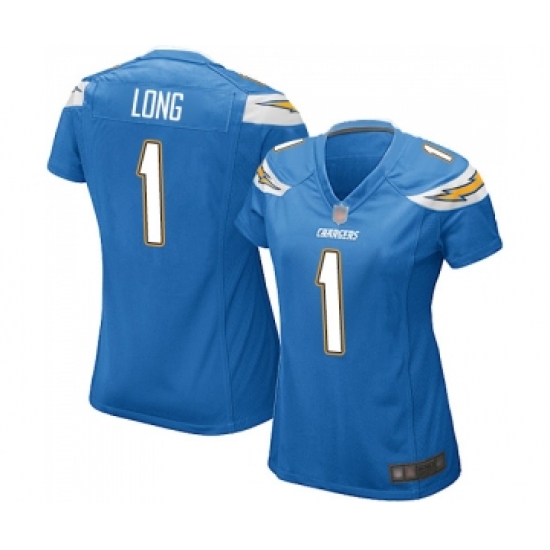 Women's Los Angeles Chargers #1 Ty Long Game Electric Blue Alternate Football Jersey - Ujersey