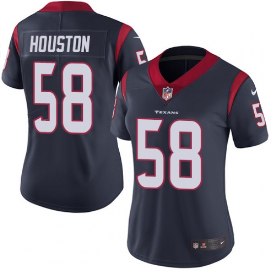 Women's Nike Houston Texans #58 Lamarr Houston Navy Blue Team Color Vapor Untouchable Elite Player NFL Jersey - Ujersey