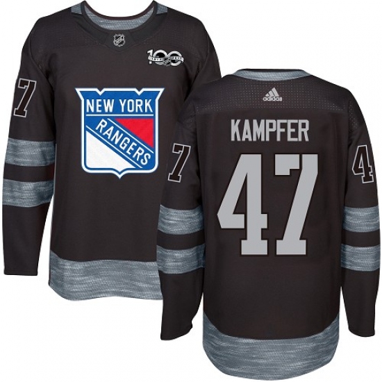 Men's Adidas New York Rangers #47 Steven Kampfer Authentic Black 1917-2017 100th Anniversary NHL Jersey - Ujersey
