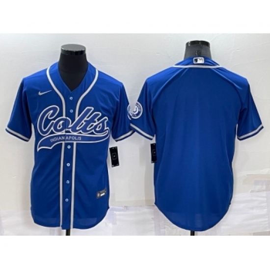 Men's Indianapolis Colts Blank Blue Stitched MLB Cool Base Nike Baseball Jersey - Ujersey