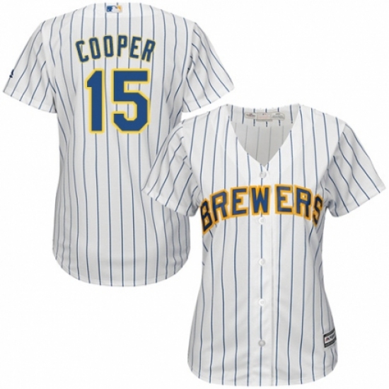 Women's Majestic Milwaukee Brewers #15 Cecil Cooper Authentic White Home Cool Base MLB Jersey - Ujersey