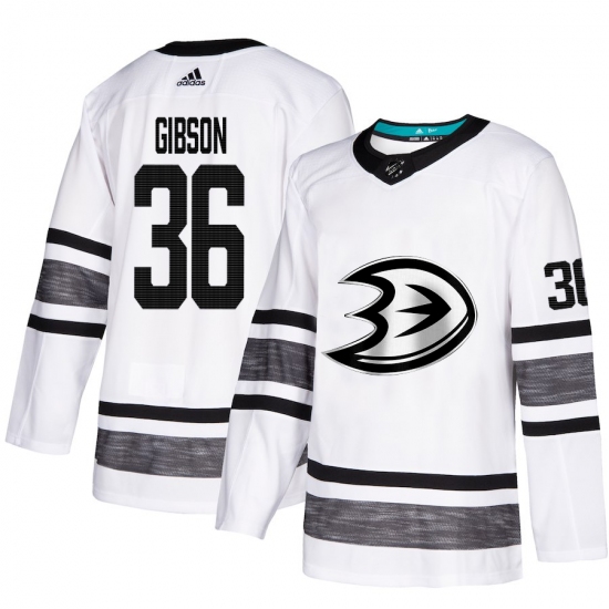 Men's Adidas Anaheim Ducks #36 John Gibson White 2019 All-Star Game Parley Authentic Stitched NHL Jersey - Ujersey