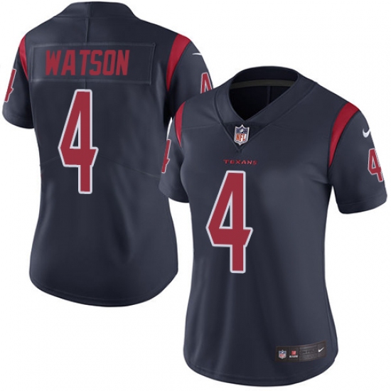 Women's Nike Houston Texans #4 Deshaun Watson Limited Navy Blue Rush Vapor Untouchable NFL Jersey - Ujersey